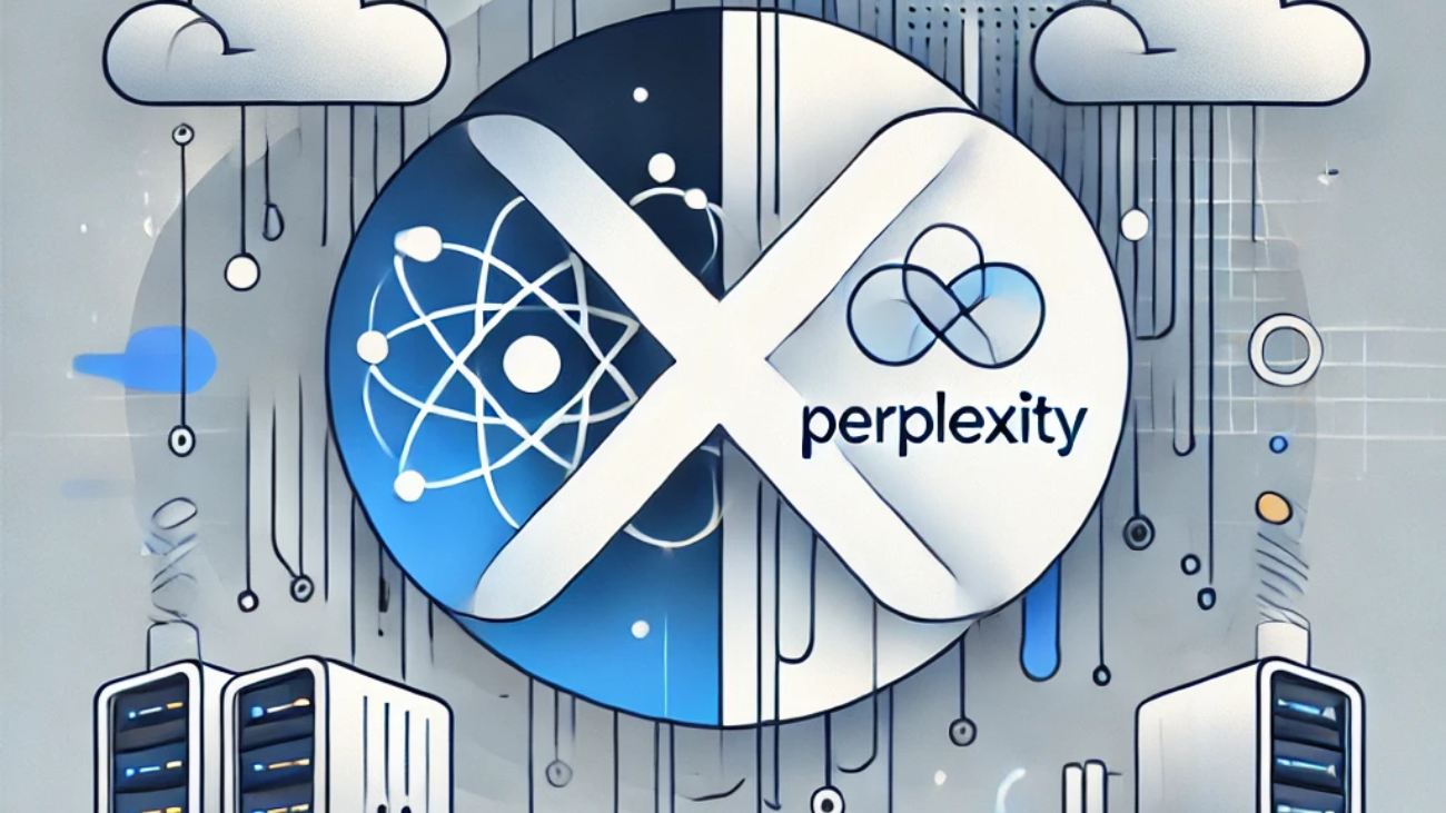 DALL·E 2025-01-28 22.51.57 - A modern, minimalist design illustrating the transition from OpenAI to Perplexity. The image features a crossed-out OpenAI logo on the left and a high